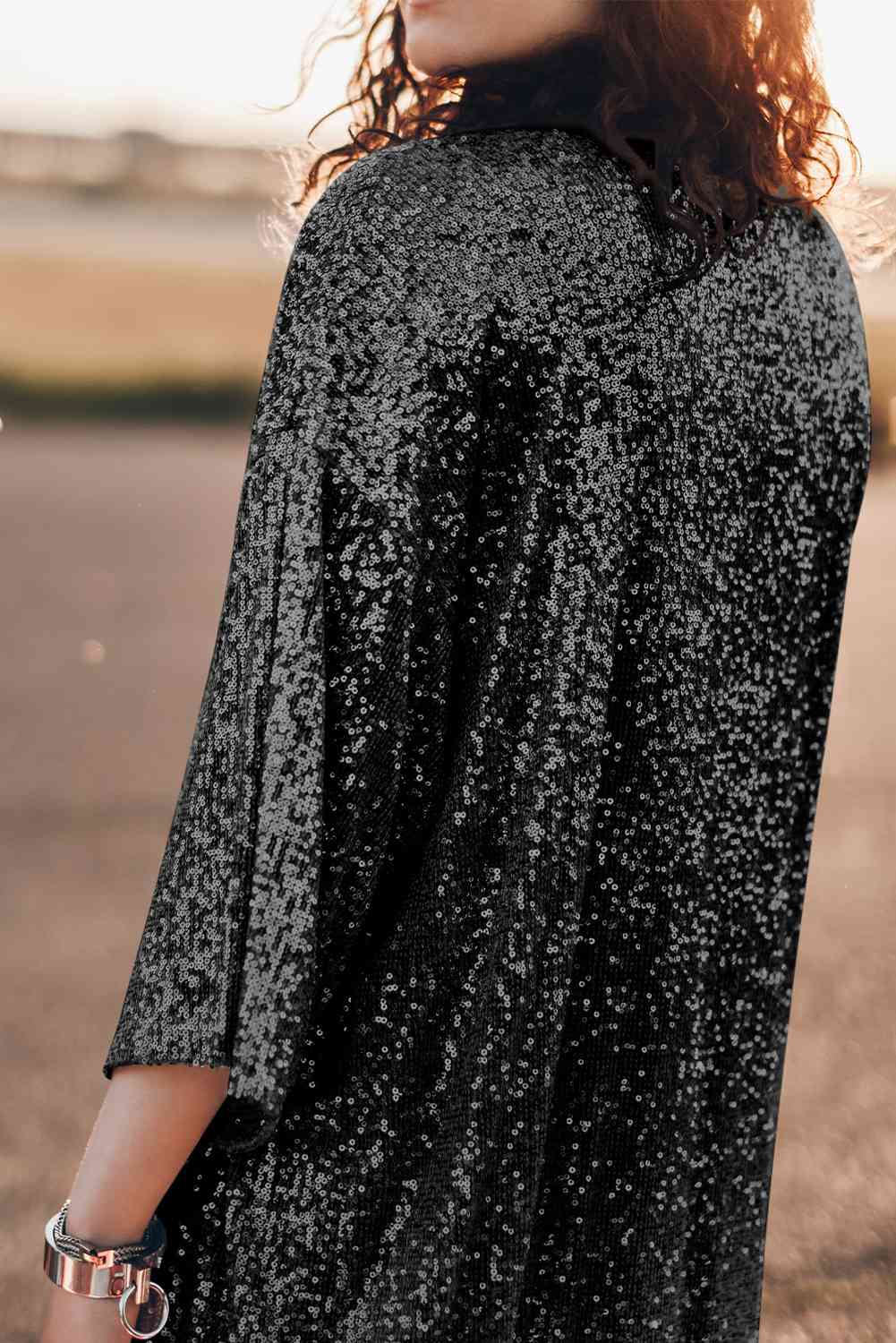 Sequin Open Front Duster Cardigan - The Beaucoup Home