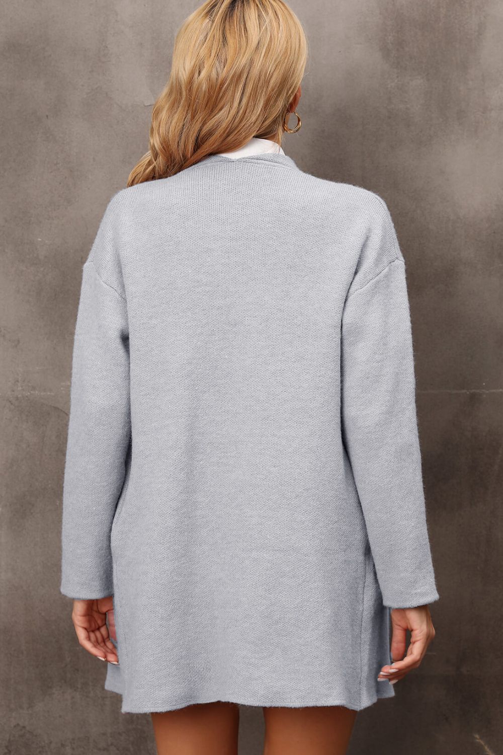 Waterfall Collar Longline Cardigan with Side Pockets - The Beaucoup Home