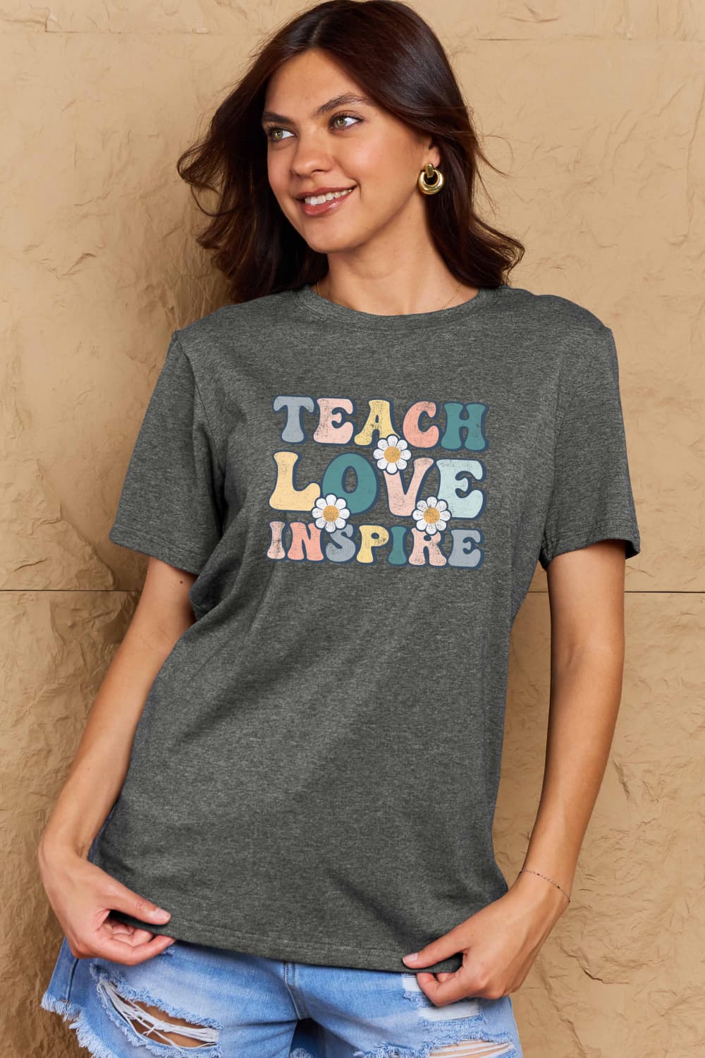 Simply Love Full Size TEACH LOVE INSPIRE Graphic Cotton T-Shirt - The Beaucoup Home