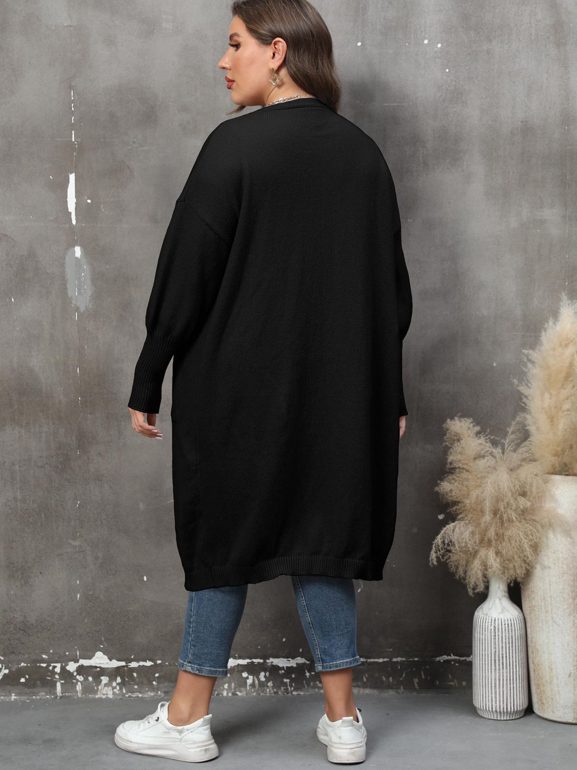 Plus Size Long Sleeve Pocketed Cardigan - The Beaucoup Home