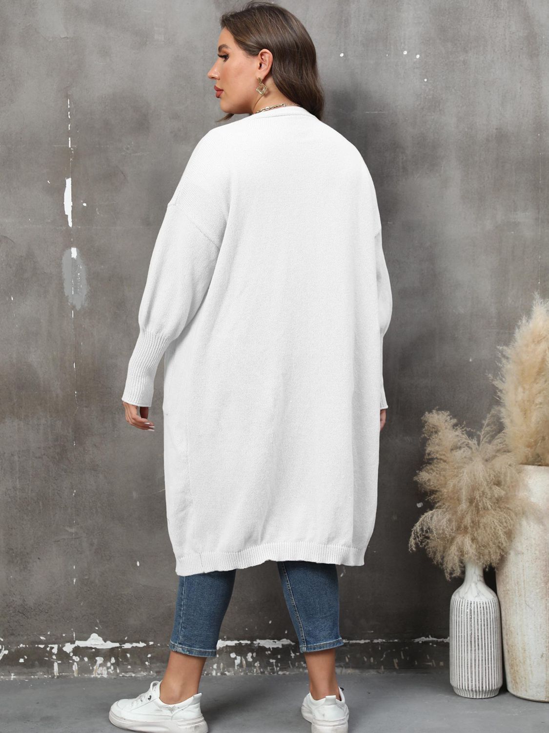 Plus Size Long Sleeve Pocketed Cardigan - The Beaucoup Home