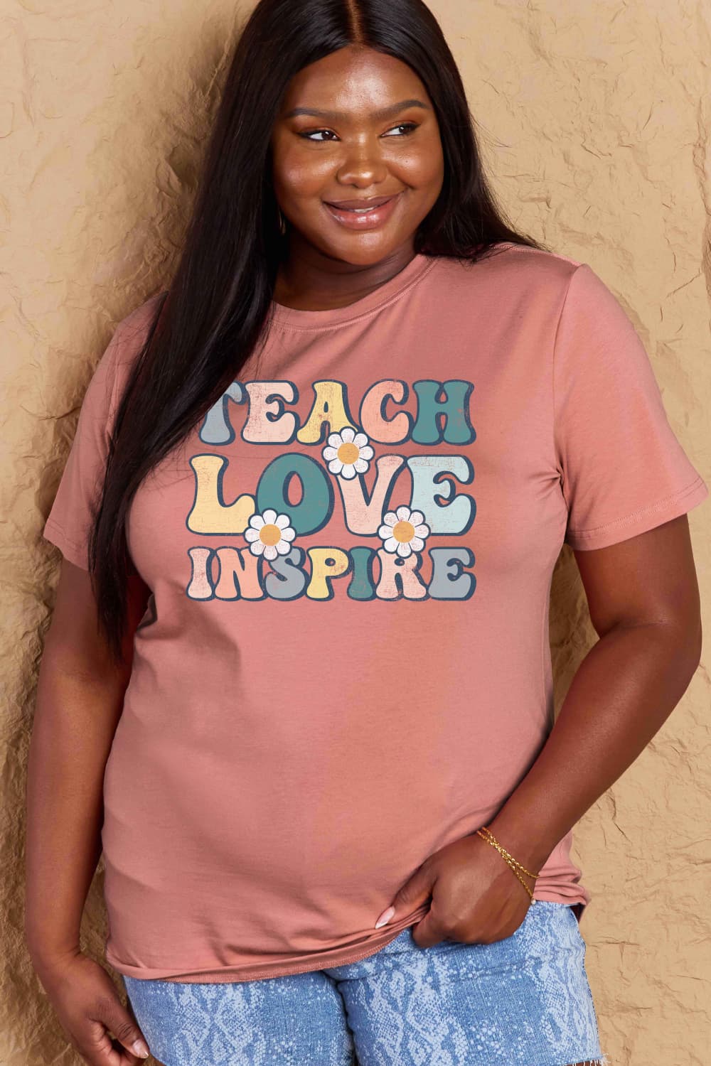 Simply Love Full Size TEACH LOVE INSPIRE Graphic Cotton T-Shirt - The Beaucoup Home