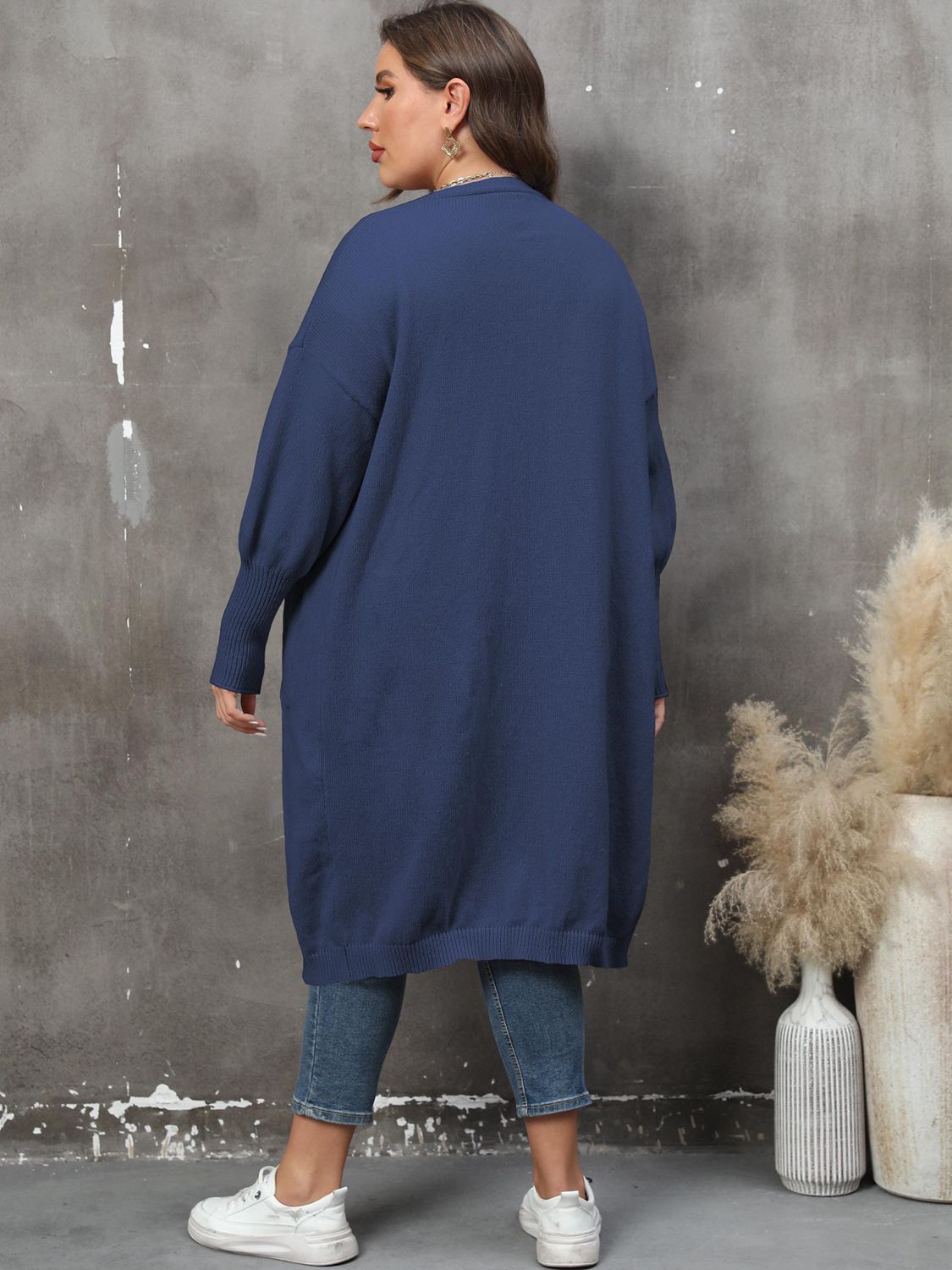 Plus Size Long Sleeve Pocketed Cardigan - The Beaucoup Home