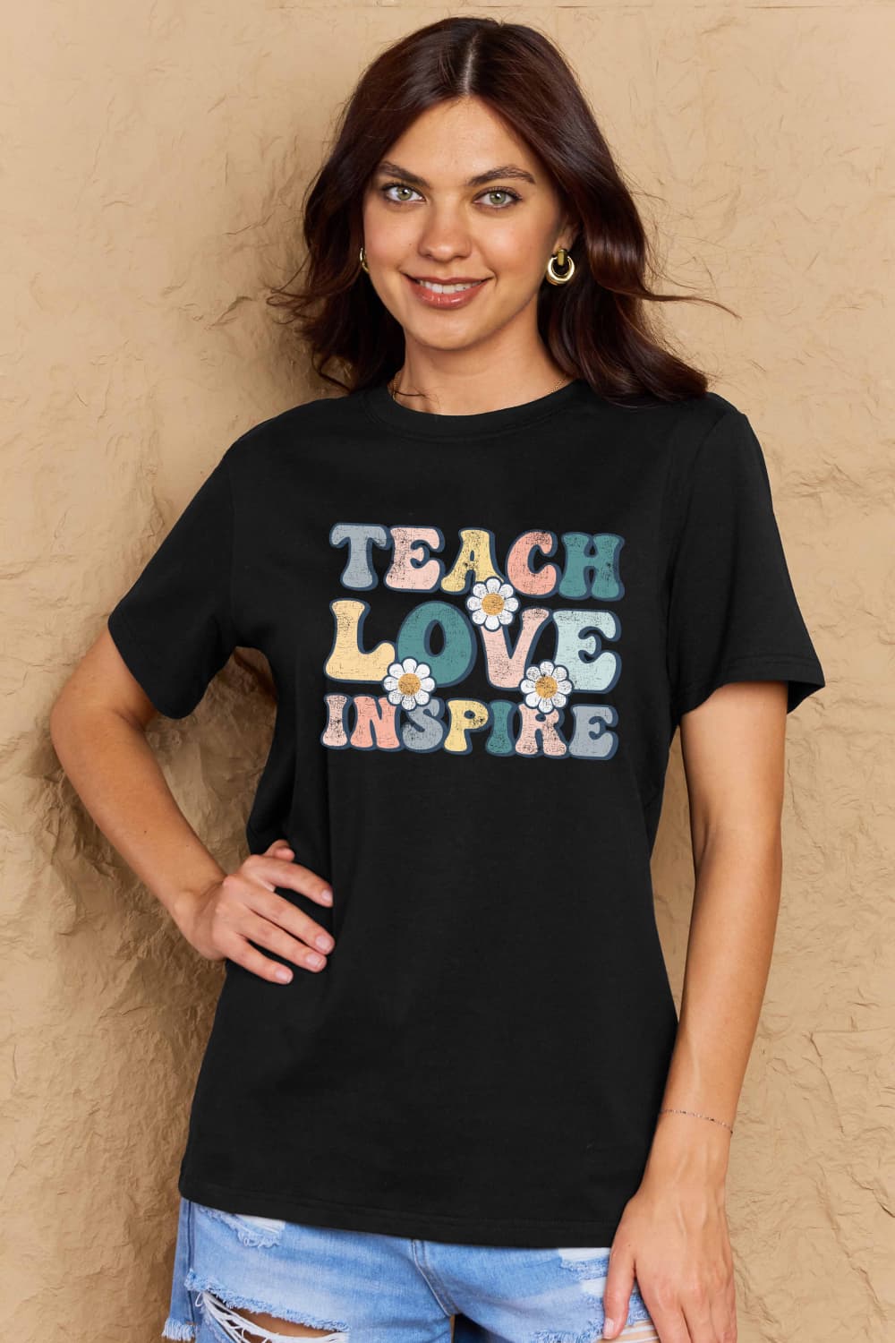 Simply Love Full Size TEACH LOVE INSPIRE Graphic Cotton T-Shirt - The Beaucoup Home