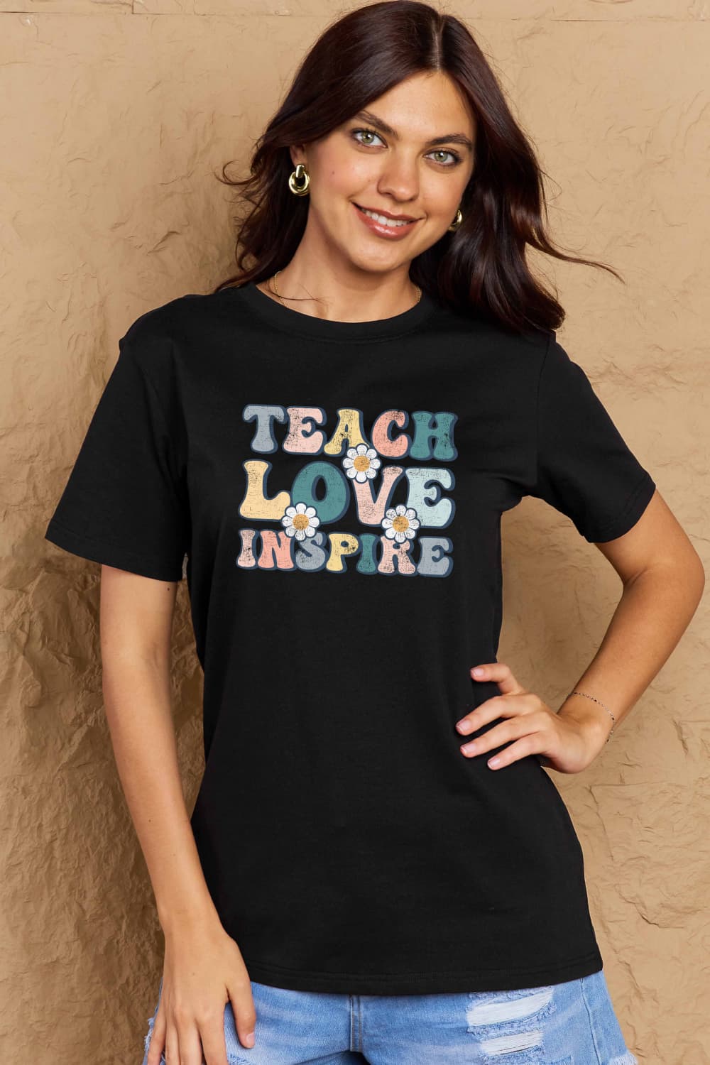 Simply Love Full Size TEACH LOVE INSPIRE Graphic Cotton T-Shirt - The Beaucoup Home