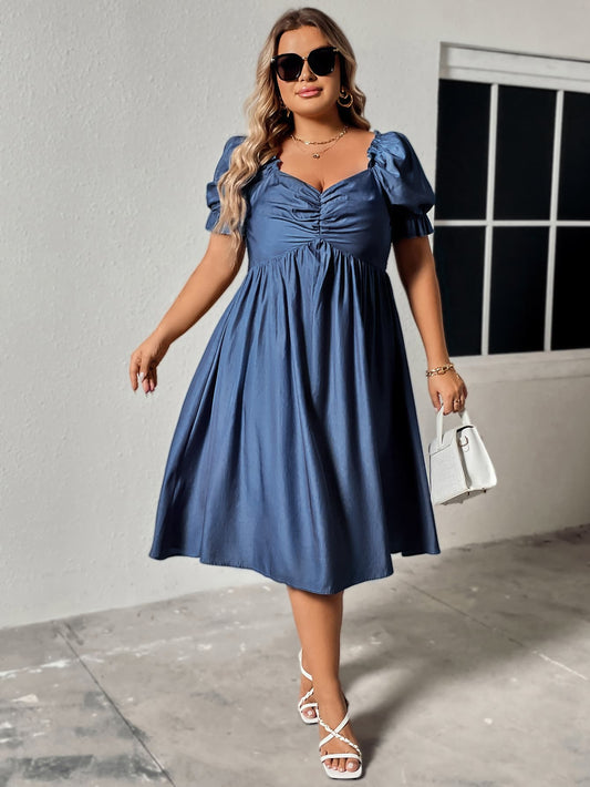 Plus Size Ruched Sweetheart Neck Dress - The Beaucoup Home