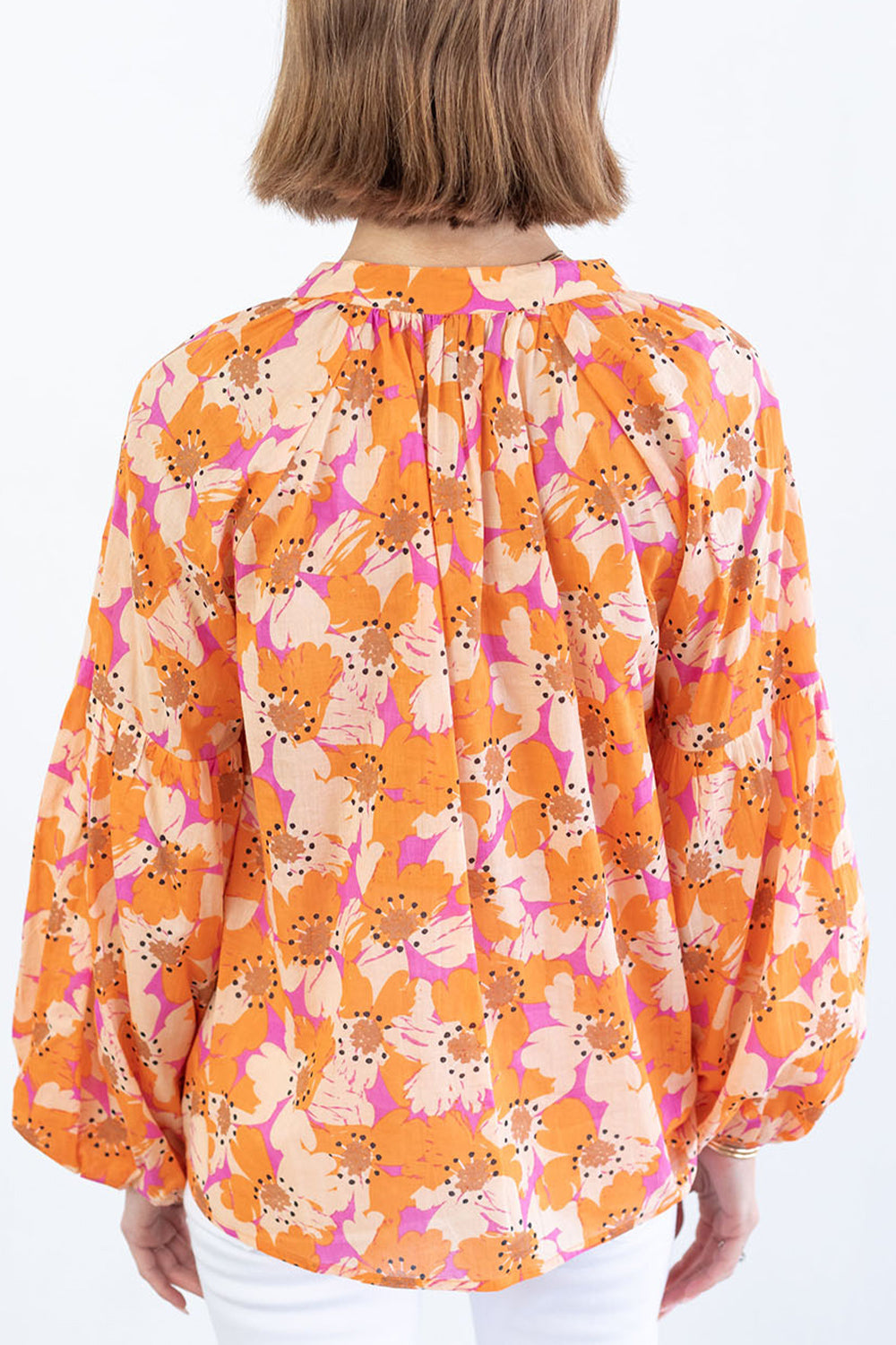 Printed Balloon Sleeve Top - The Beaucoup Home