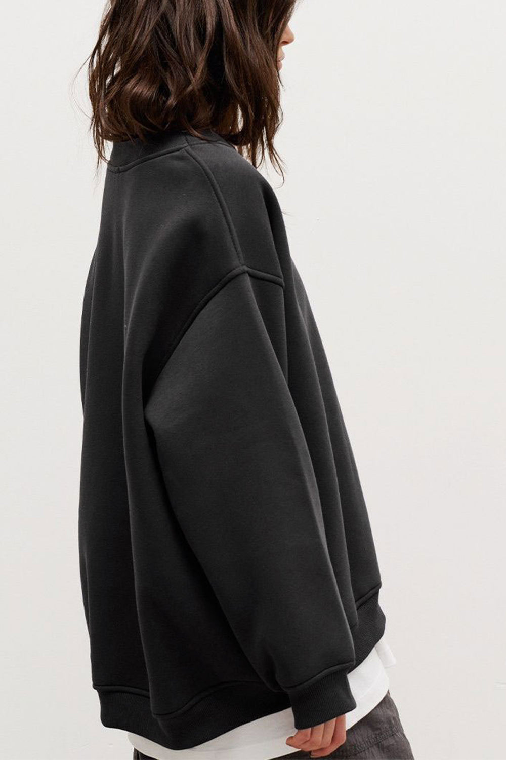 Oversize Round Neck Dropped Shoulder Sweatshirt - The Beaucoup Home