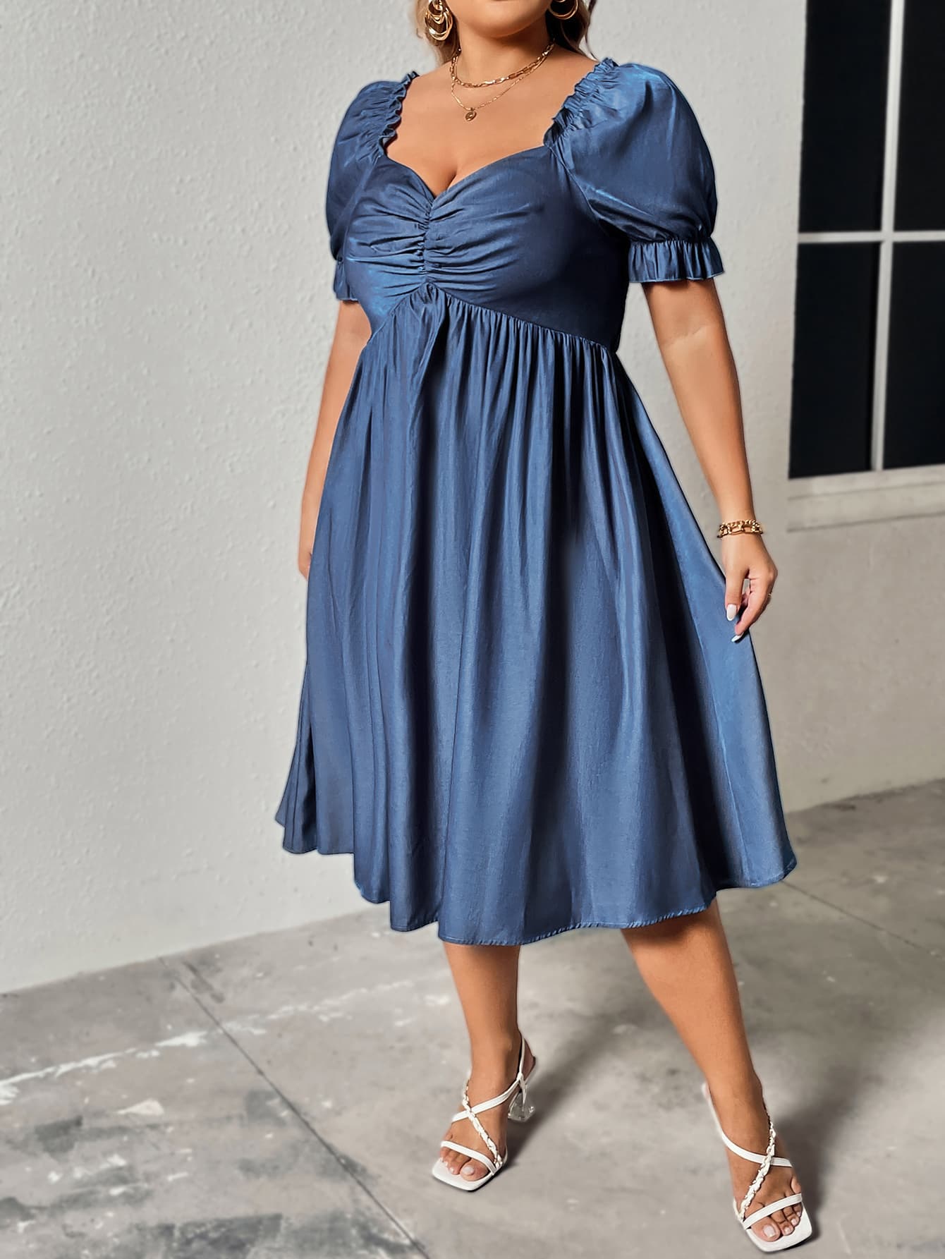 Plus Size Ruched Sweetheart Neck Dress - The Beaucoup Home