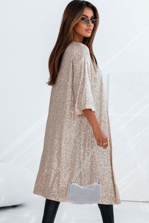 Sequin Open Front Duster Cardigan - The Beaucoup Home