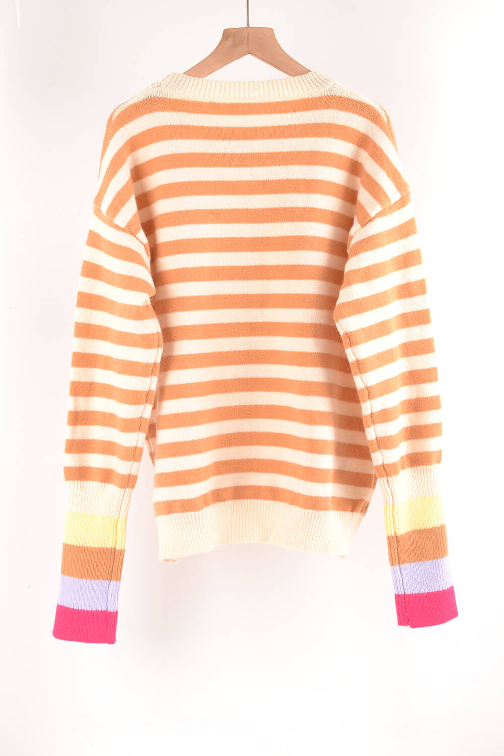 Warm Spice Striped Round Neck Sweater - The Beaucoup Home