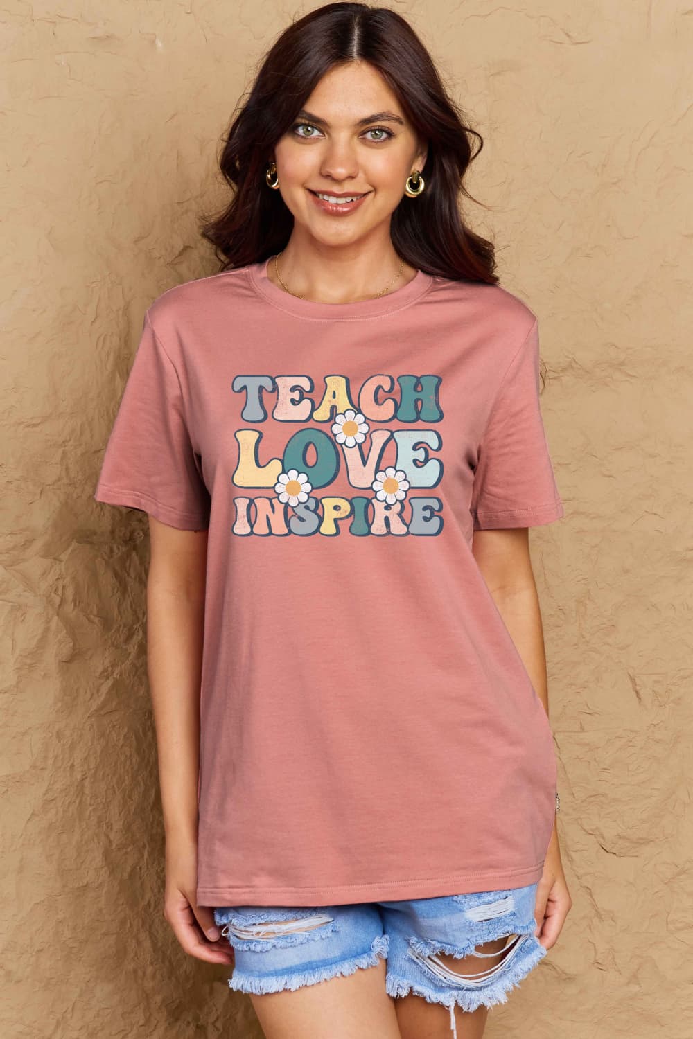 Simply Love Full Size TEACH LOVE INSPIRE Graphic Cotton T-Shirt - The Beaucoup Home