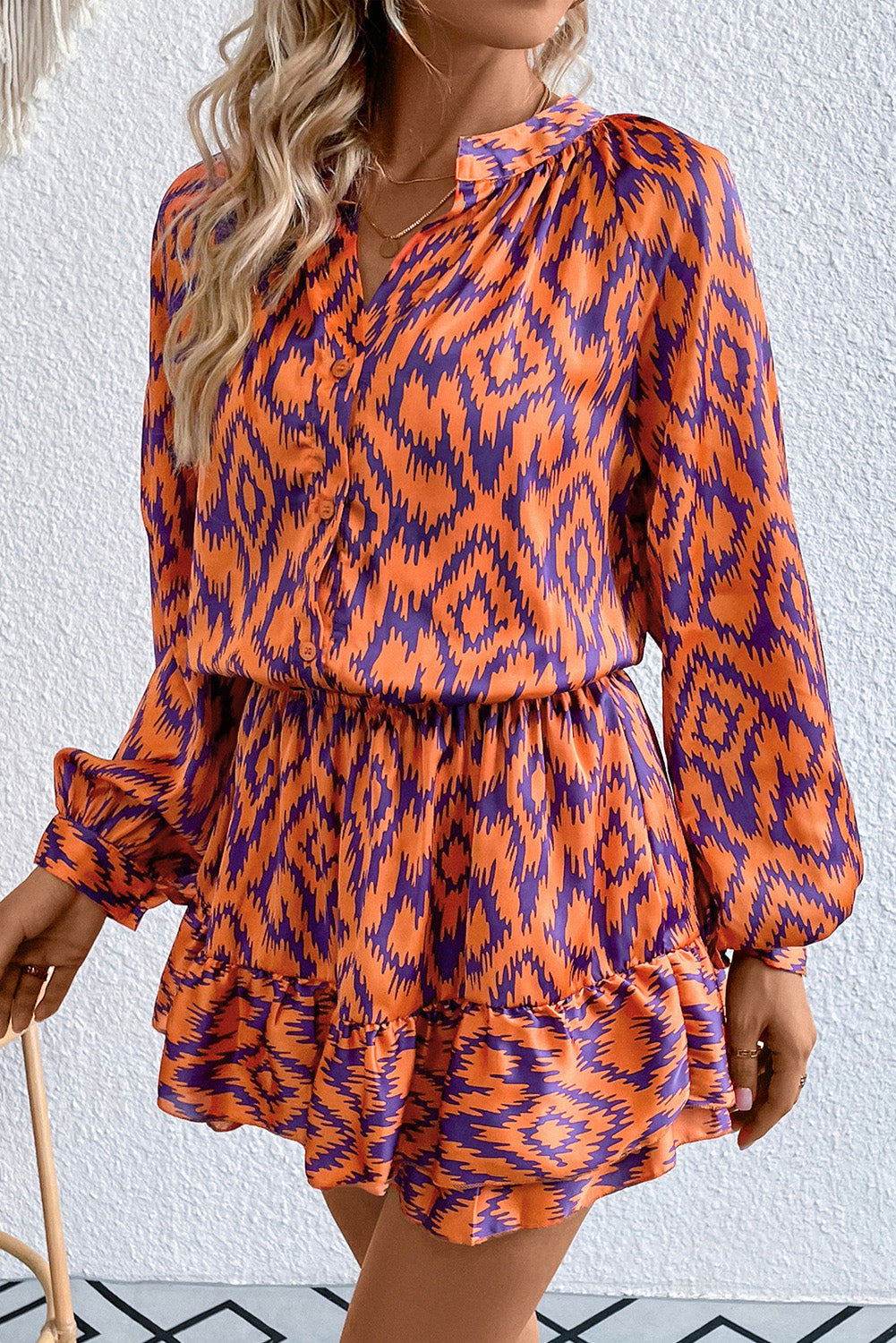 Geometric Notched Neck Romper - The Beaucoup Home