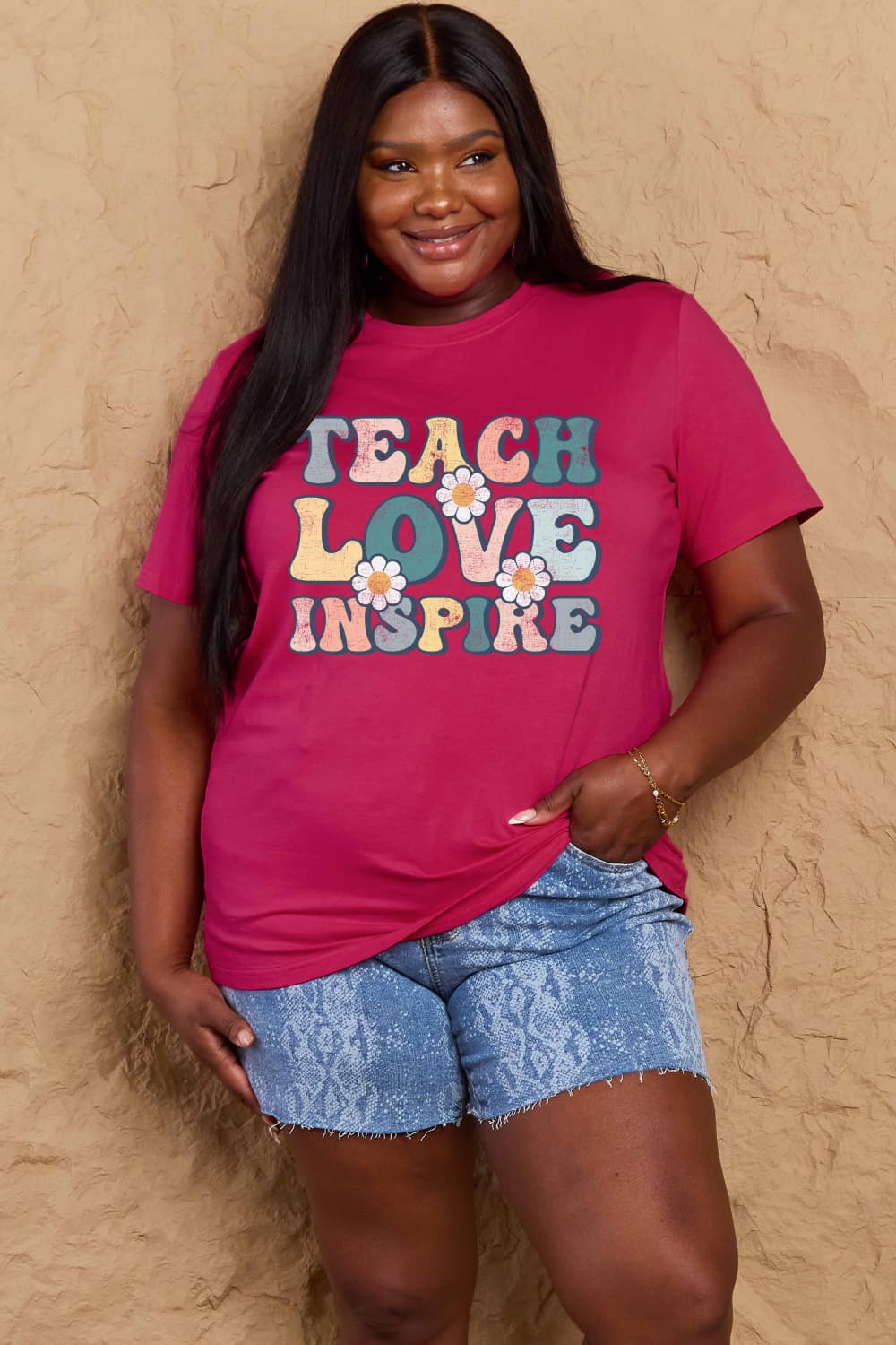 Simply Love Full Size TEACH LOVE INSPIRE Graphic Cotton T-Shirt - The Beaucoup Home