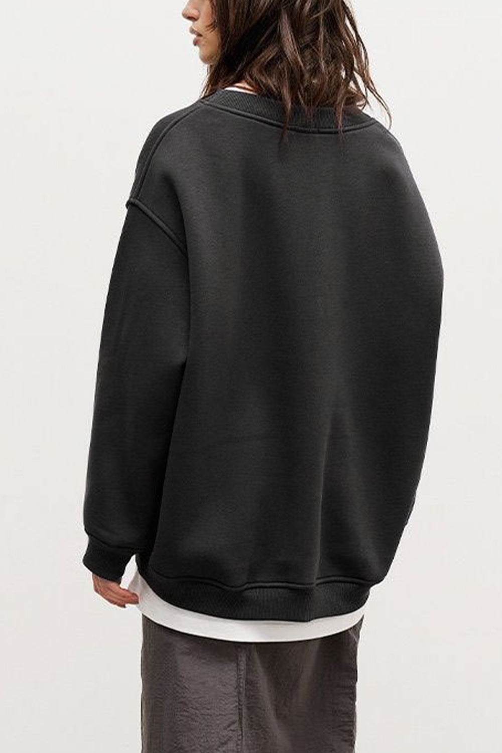 Oversize Round Neck Dropped Shoulder Sweatshirt - The Beaucoup Home