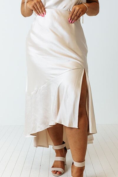 Plus Size Slit Ruffled Skirt - The Beaucoup Home