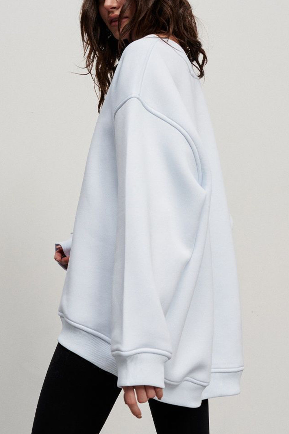 Oversize Round Neck Dropped Shoulder Sweatshirt - The Beaucoup Home