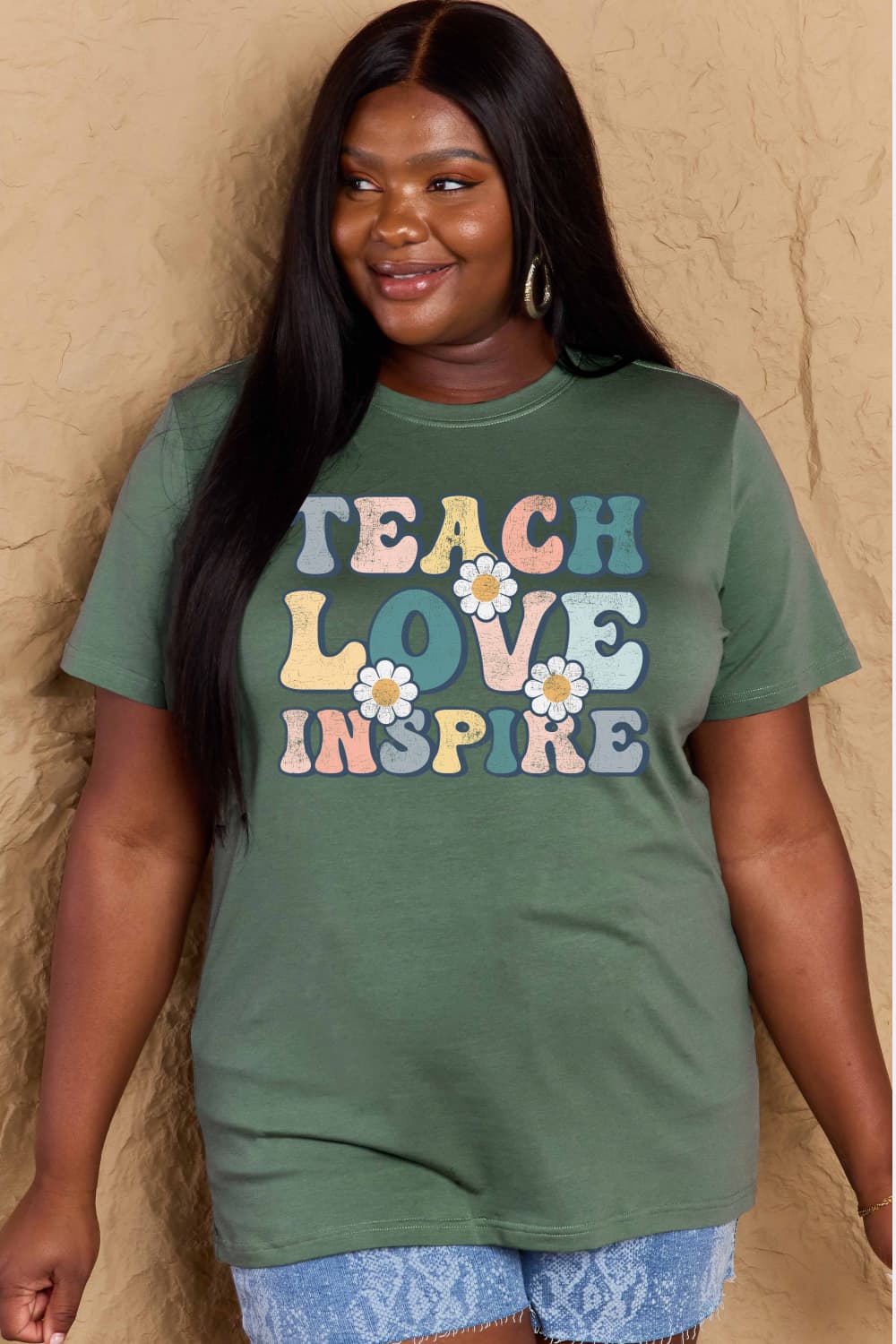 Simply Love Full Size TEACH LOVE INSPIRE Graphic Cotton T-Shirt - The Beaucoup Home