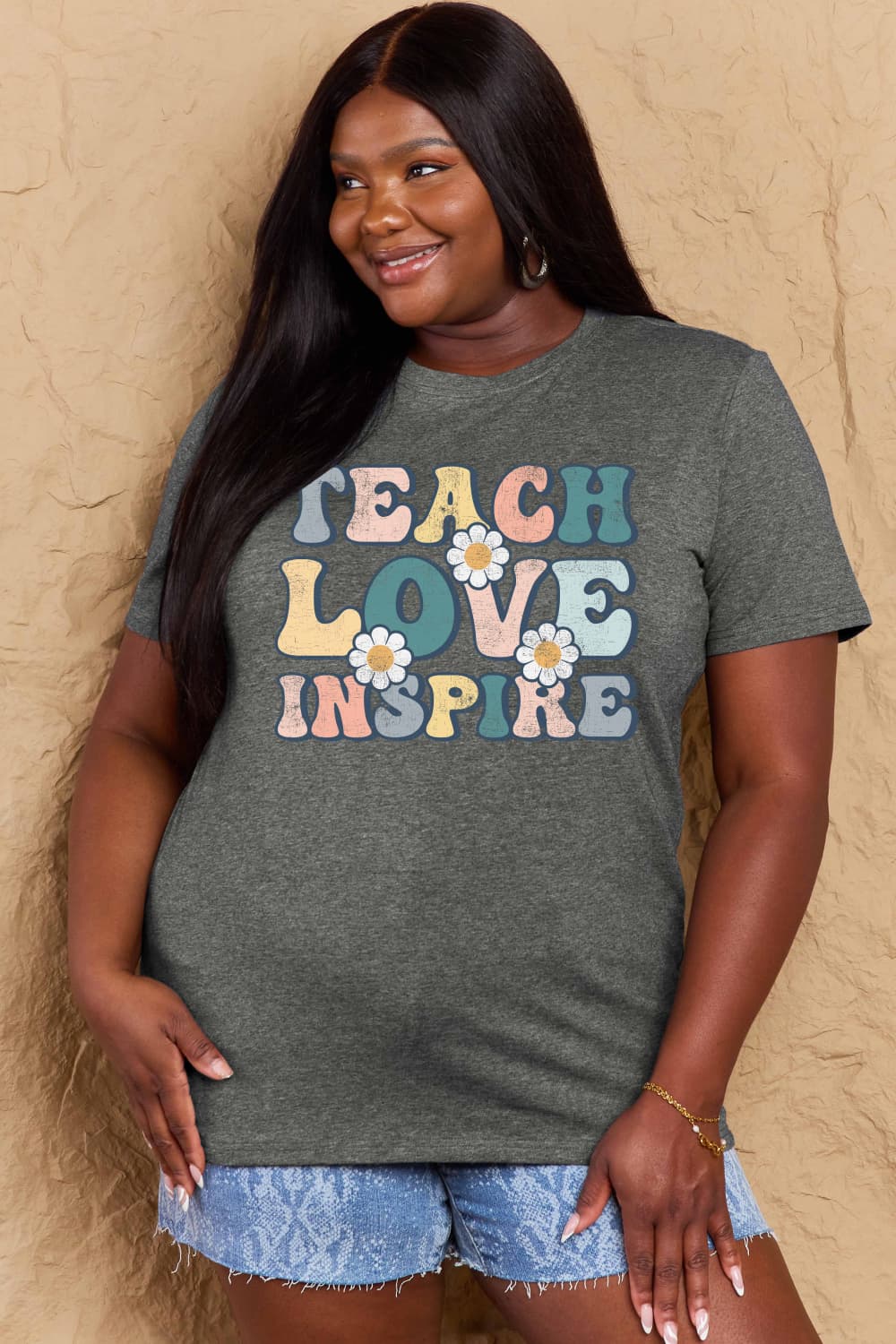 Simply Love Full Size TEACH LOVE INSPIRE Graphic Cotton T-Shirt - The Beaucoup Home