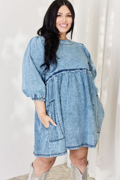 HEYSON Full Size Oversized Denim Babydoll Dress - The Beaucoup Home