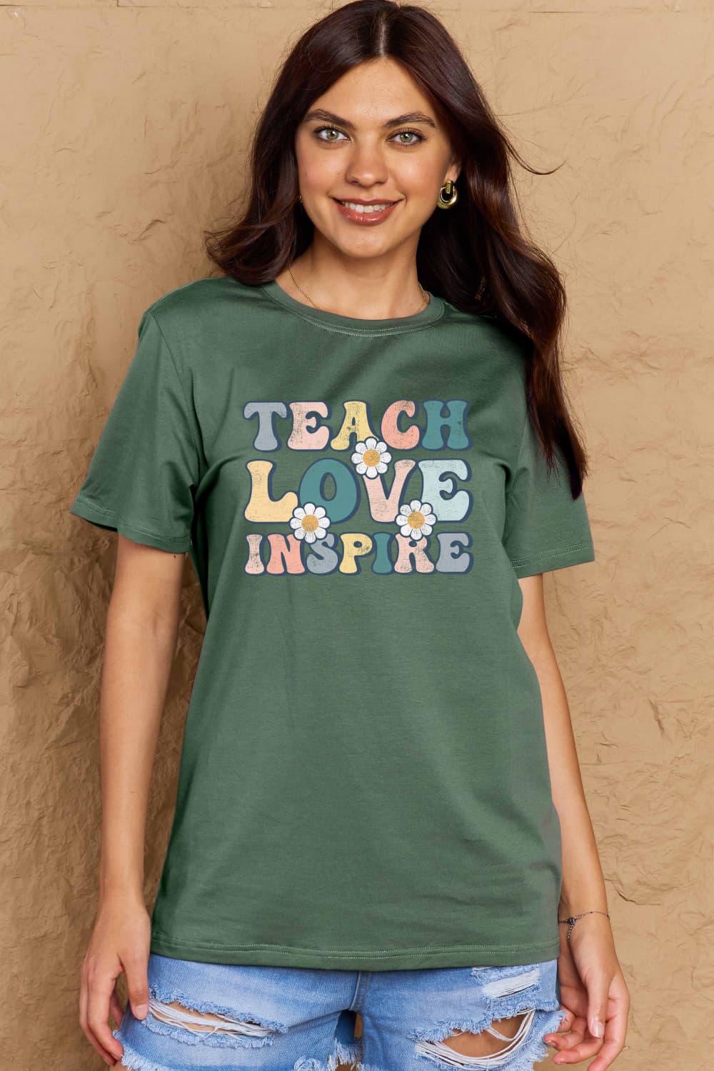 Simply Love Full Size TEACH LOVE INSPIRE Graphic Cotton T-Shirt - The Beaucoup Home