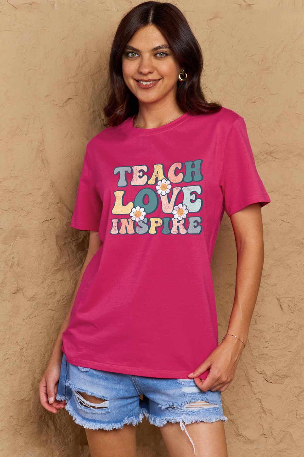 Simply Love Full Size TEACH LOVE INSPIRE Graphic Cotton T-Shirt - The Beaucoup Home