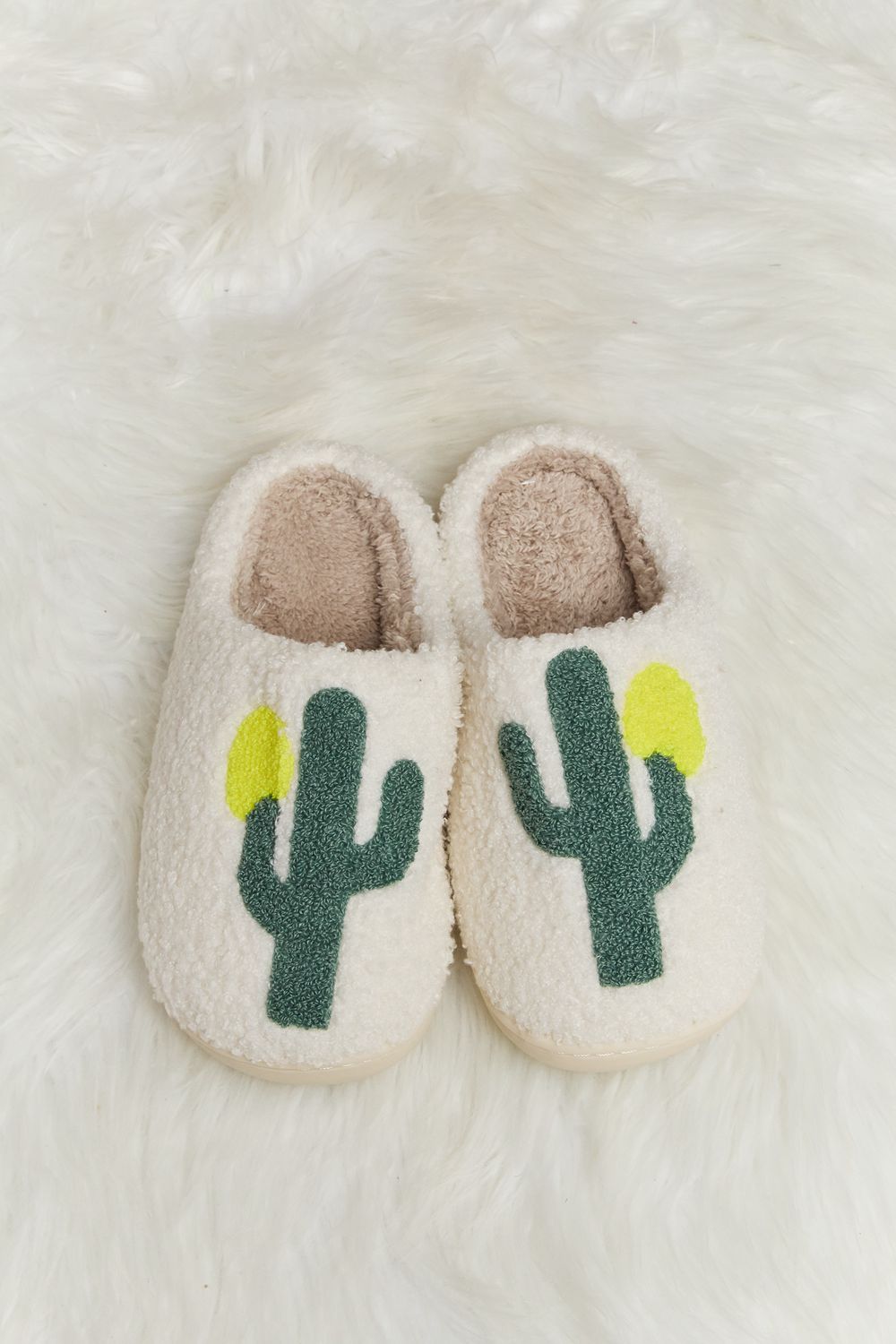 Melody Cactus Plush Slide Slippers - The Beaucoup Home