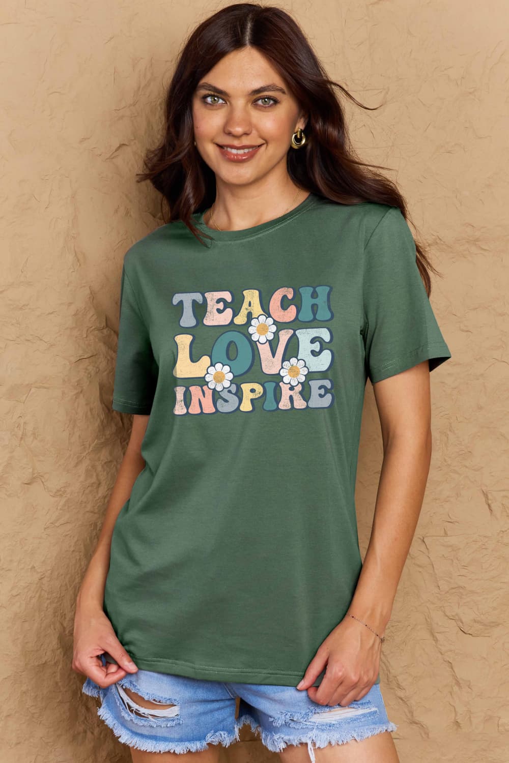 Simply Love Full Size TEACH LOVE INSPIRE Graphic Cotton T-Shirt - The Beaucoup Home