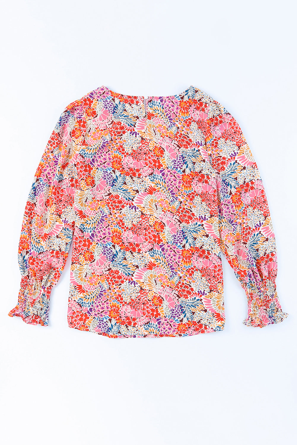 Floral Print Long Puff Sleeve Blouse - The Beaucoup Home