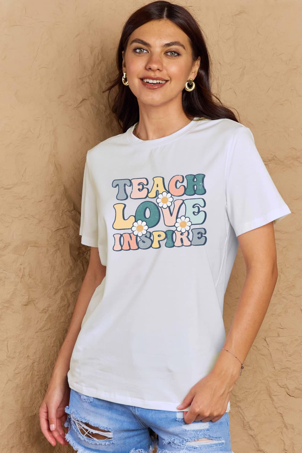 Simply Love Full Size TEACH LOVE INSPIRE Graphic Cotton T-Shirt - The Beaucoup Home