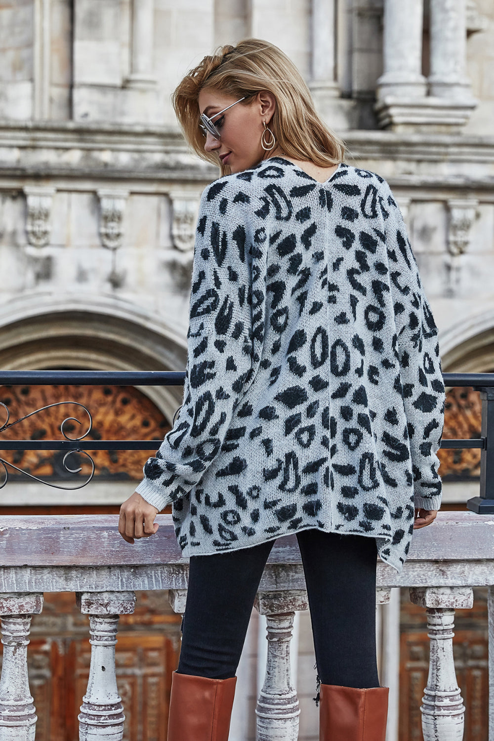 Leopard Longline Cardigan with Pockets - The Beaucoup Home