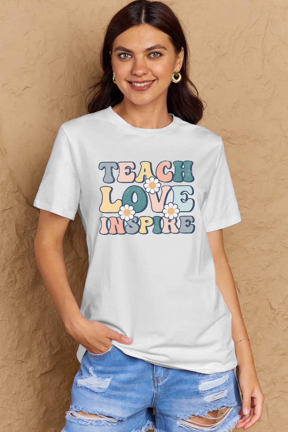 Simply Love Full Size TEACH LOVE INSPIRE Graphic Cotton T-Shirt - The Beaucoup Home