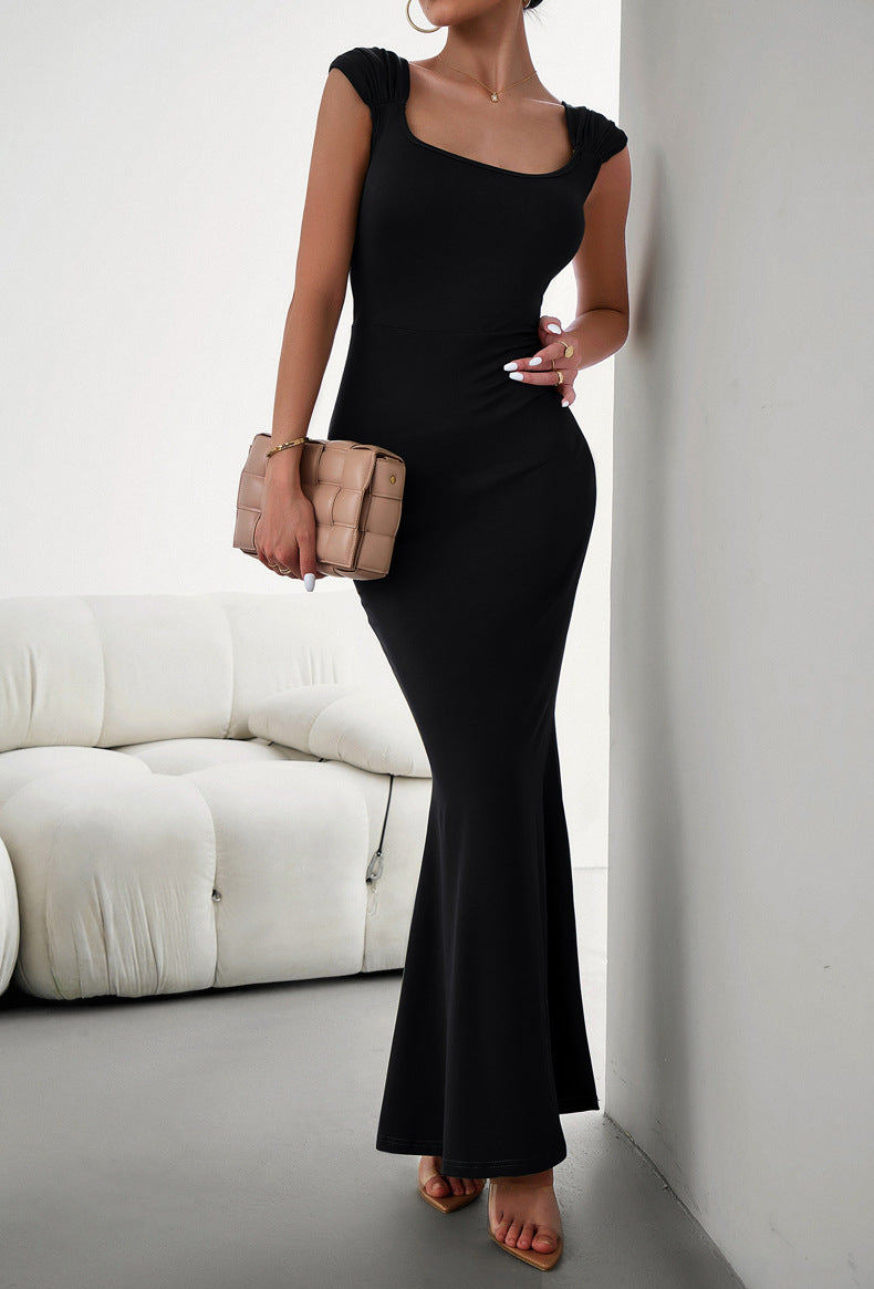 Cap Sleeve Scoop Neck Maxi Dress - The Beaucoup Home