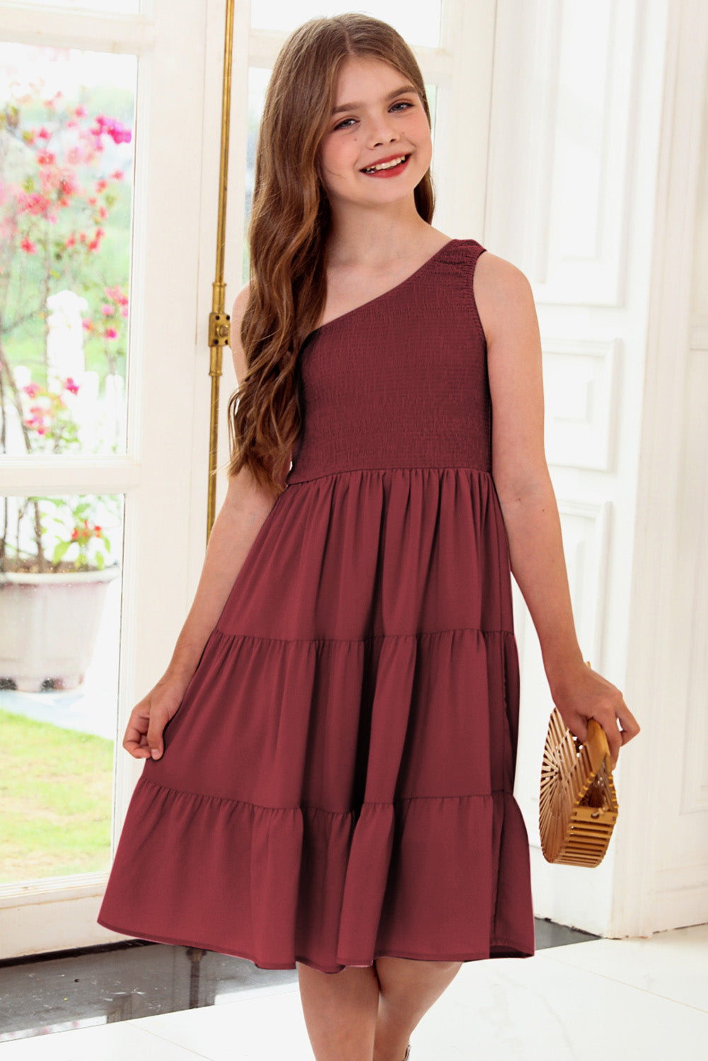 One-Shoulder Sleeveless Tiered Dress - The Beaucoup Home