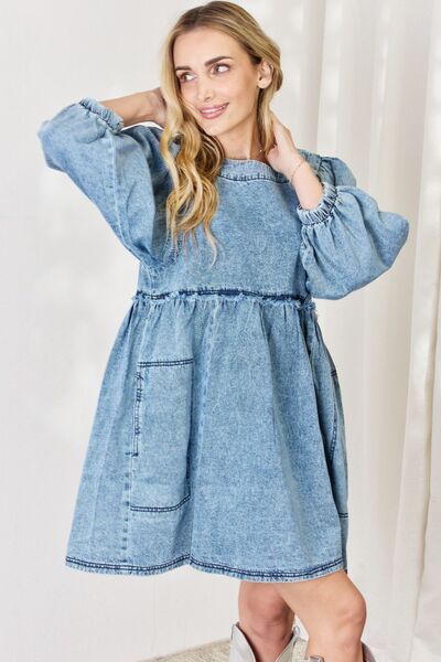 HEYSON Full Size Oversized Denim Babydoll Dress - The Beaucoup Home