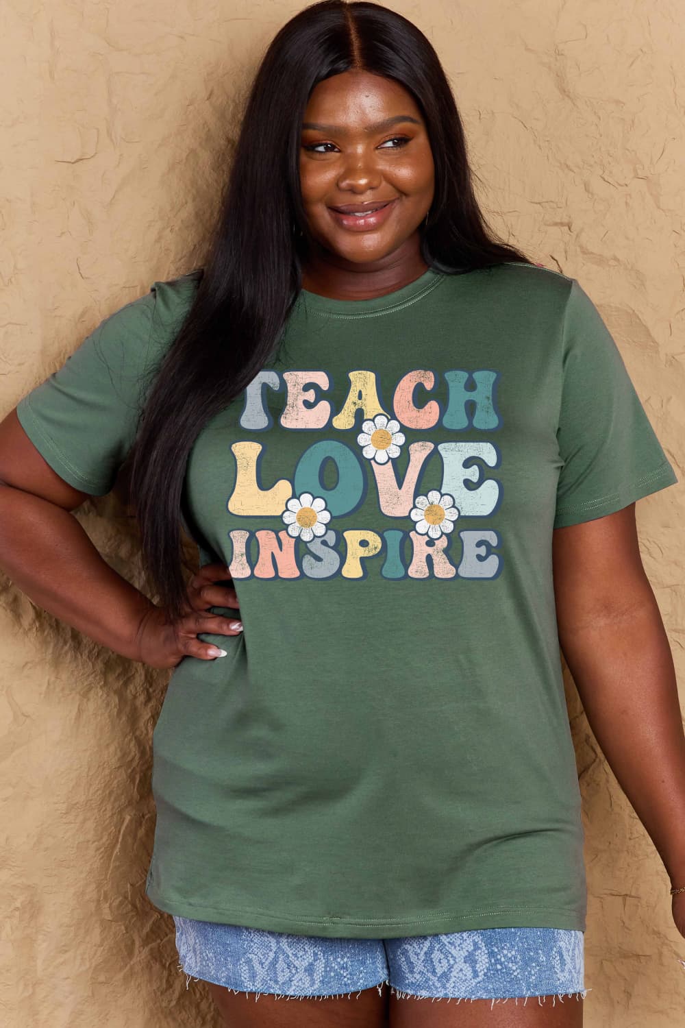 Simply Love Full Size TEACH LOVE INSPIRE Graphic Cotton T-Shirt - The Beaucoup Home