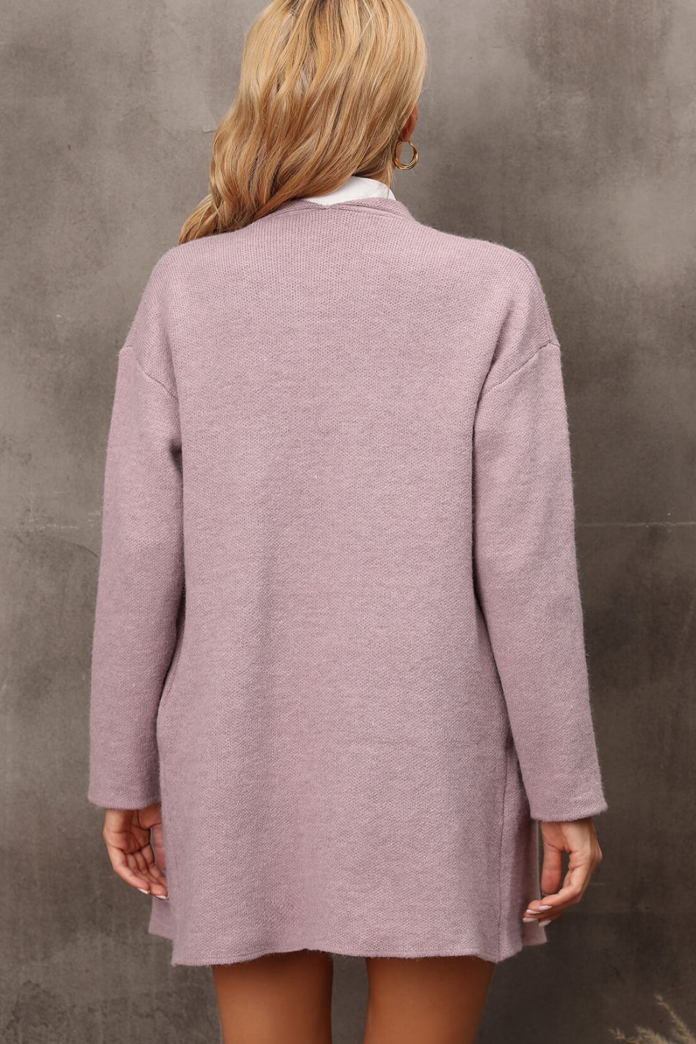 Waterfall Collar Longline Cardigan with Side Pockets - The Beaucoup Home