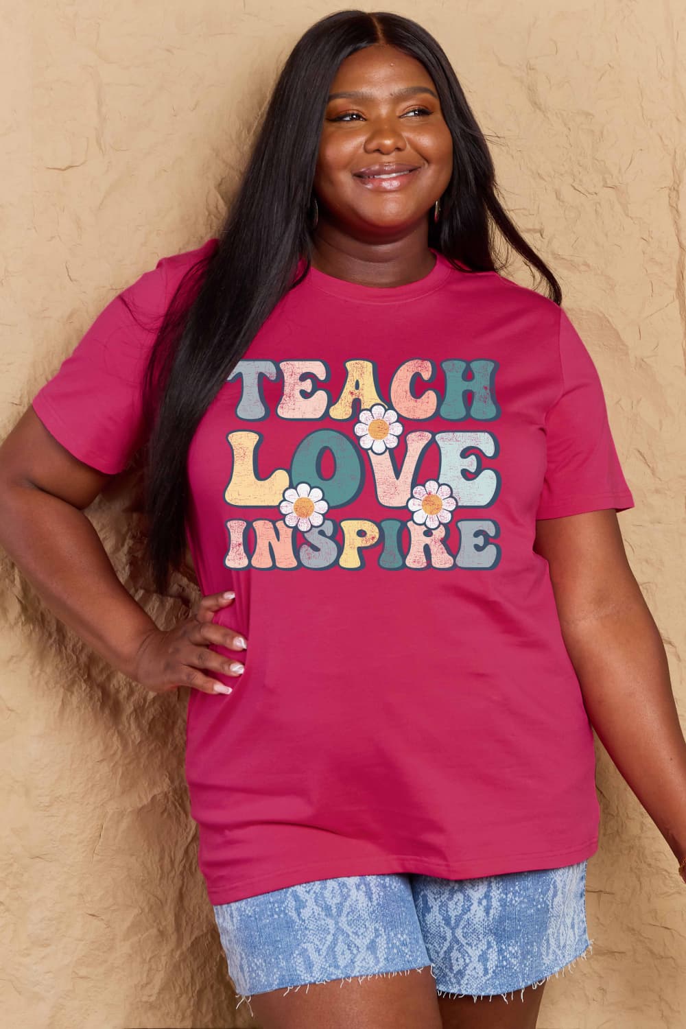 Simply Love Full Size TEACH LOVE INSPIRE Graphic Cotton T-Shirt - The Beaucoup Home