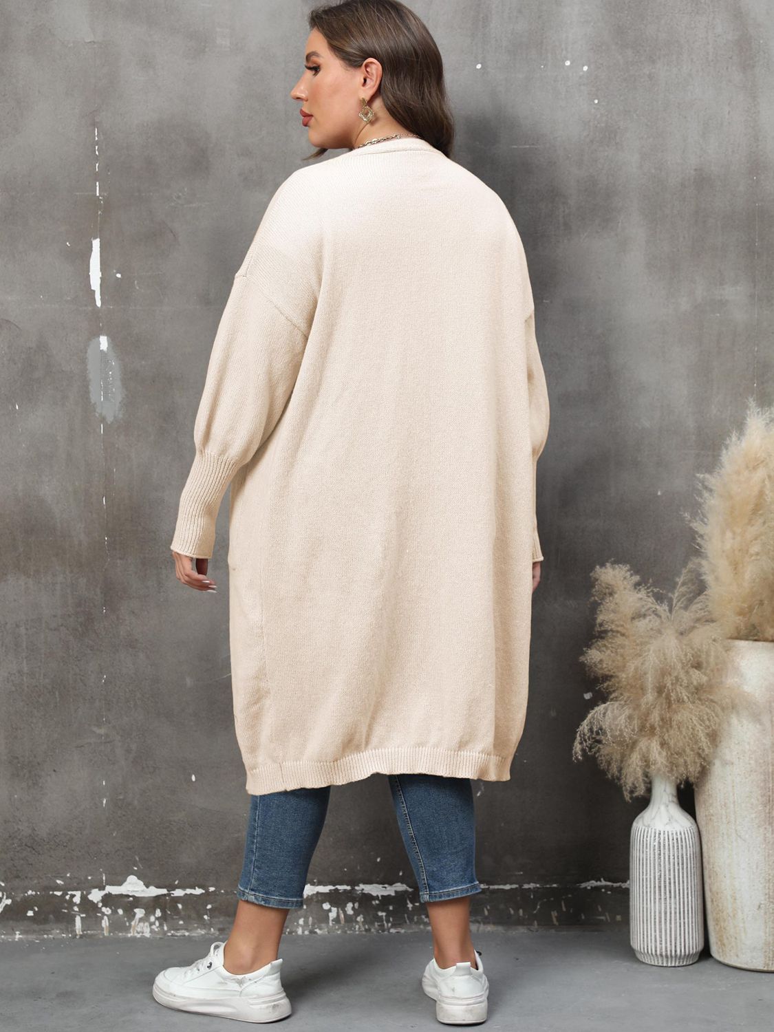 Plus Size Long Sleeve Pocketed Cardigan - The Beaucoup Home