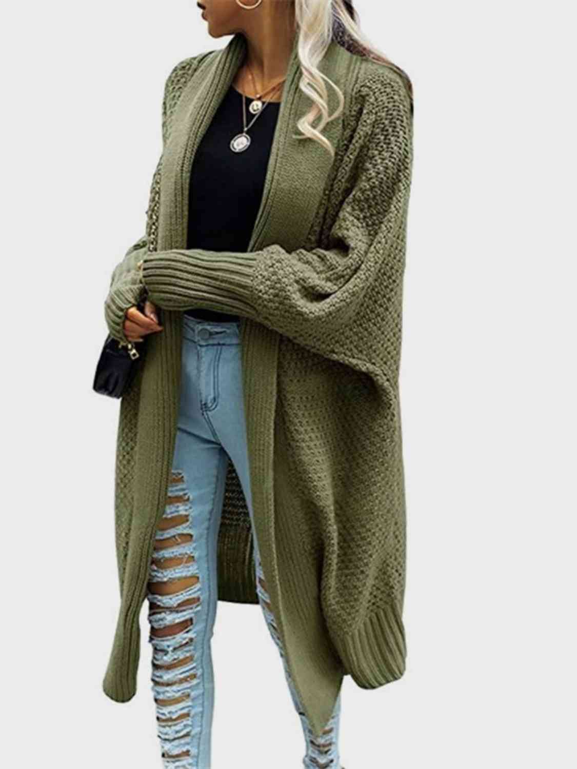 Open Front Long Sleeve Cardigan - The Beaucoup Home