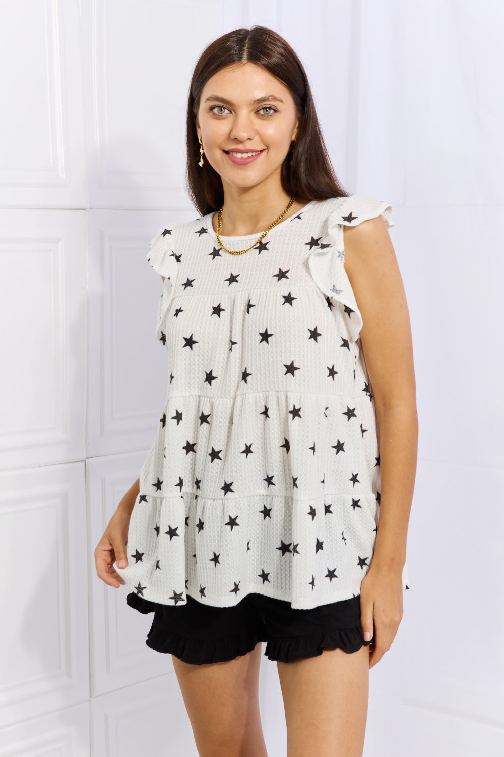 Heimish Shine Bright Full Size Butterfly Sleeve Star Print Top - The Beaucoup Home