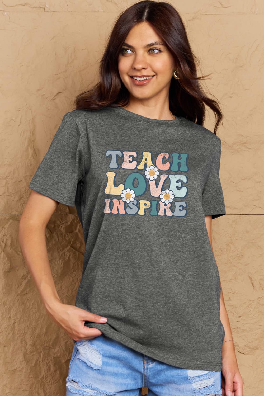 Simply Love Full Size TEACH LOVE INSPIRE Graphic Cotton T-Shirt - The Beaucoup Home