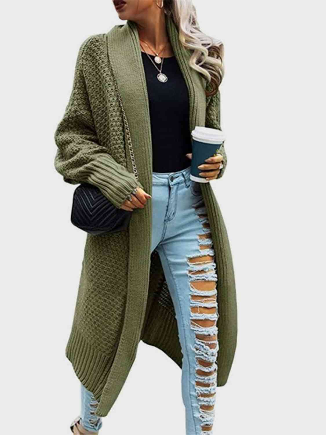 Open Front Long Sleeve Cardigan - The Beaucoup Home