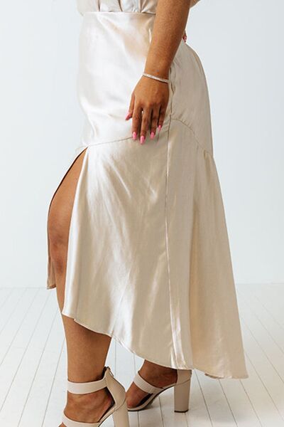 Plus Size Slit Ruffled Skirt - The Beaucoup Home