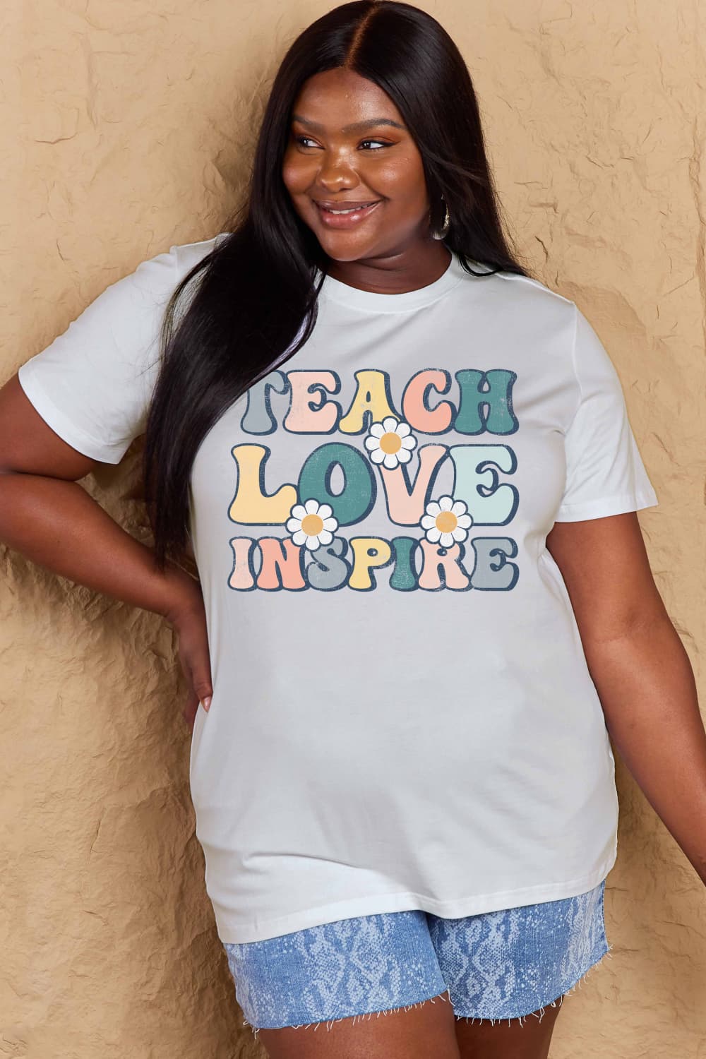 Simply Love Full Size TEACH LOVE INSPIRE Graphic Cotton T-Shirt - The Beaucoup Home