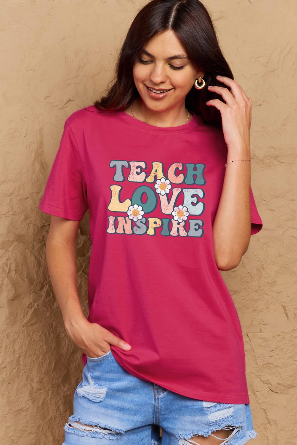 Simply Love Full Size TEACH LOVE INSPIRE Graphic Cotton T-Shirt - The Beaucoup Home