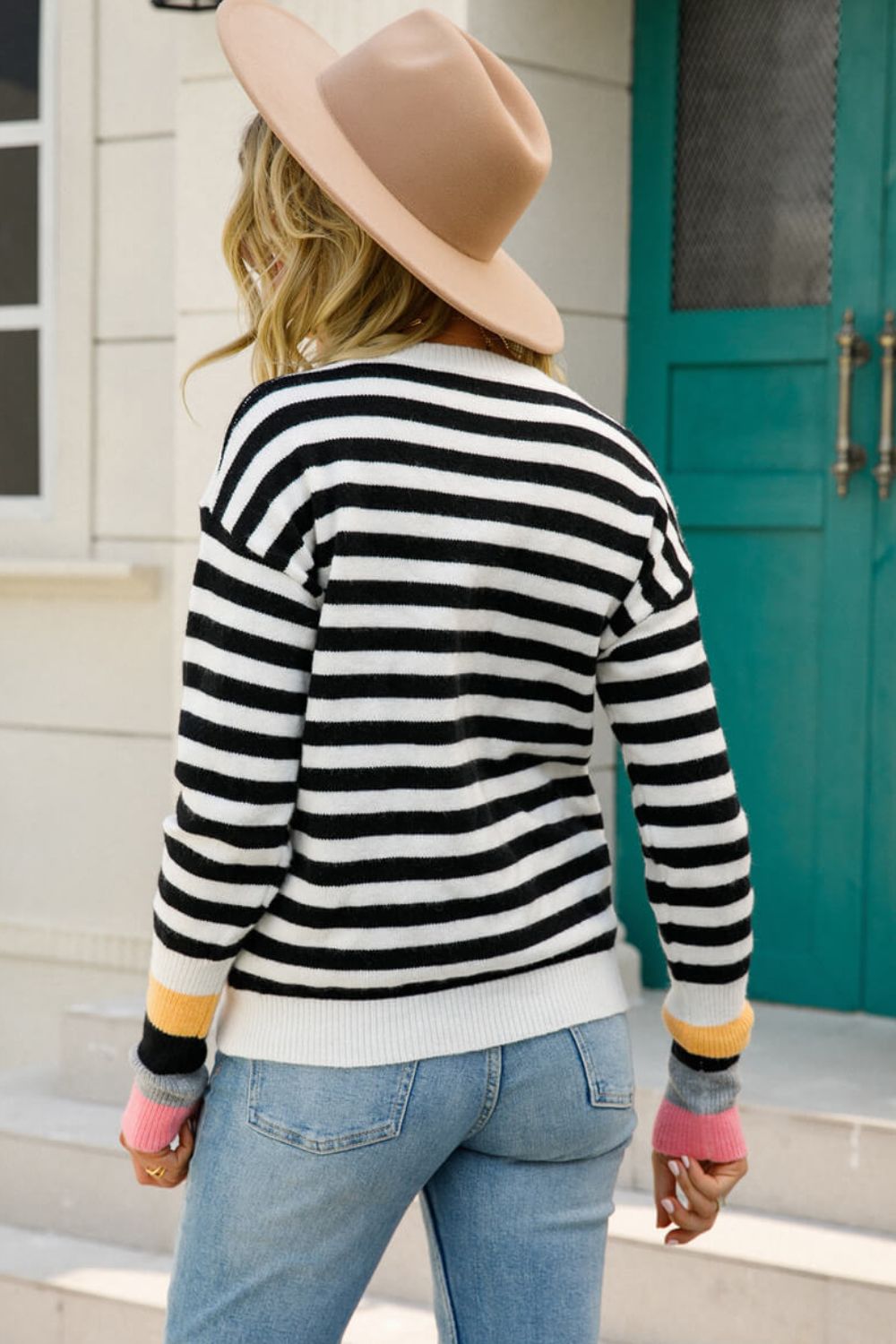 Warm Spice Striped Round Neck Sweater - The Beaucoup Home