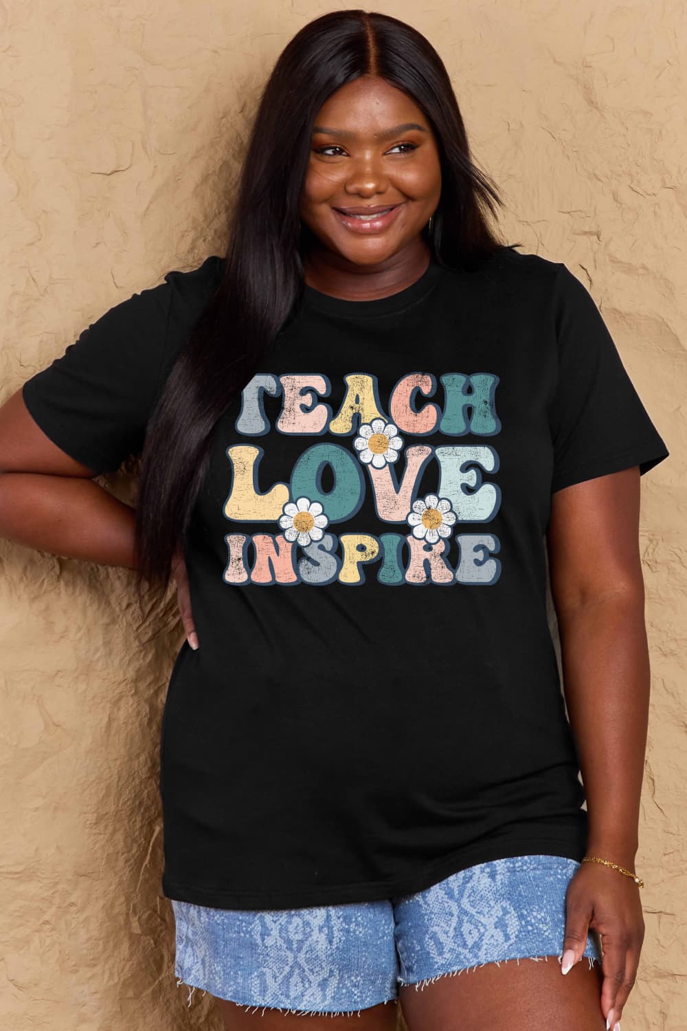 Simply Love Full Size TEACH LOVE INSPIRE Graphic Cotton T-Shirt - The Beaucoup Home