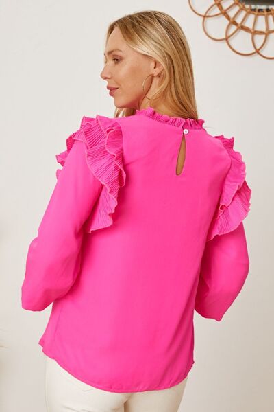 Frill Ruffled Three-Quarter Sleeve Blouse - The Beaucoup Home