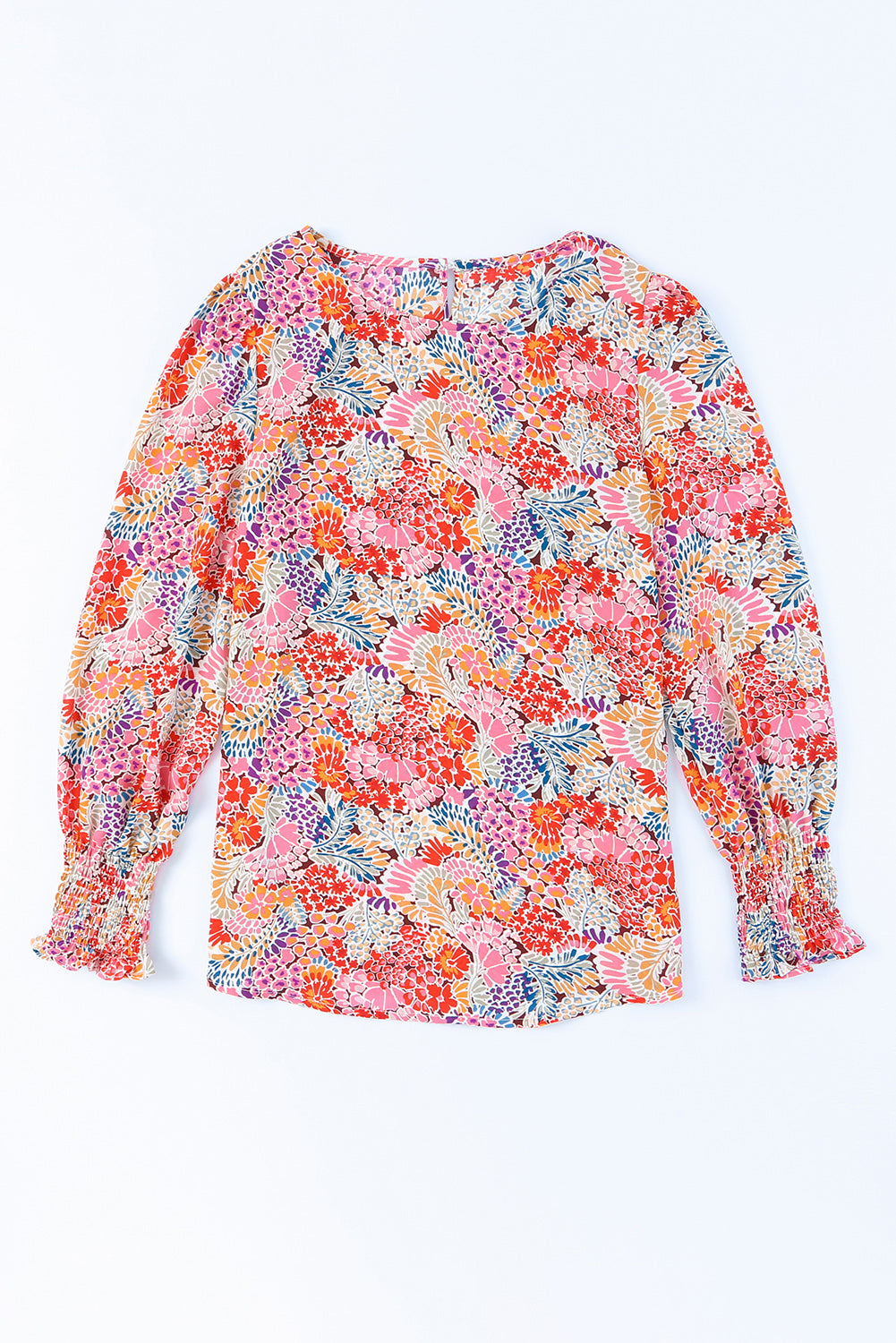 Floral Print Long Puff Sleeve Blouse - The Beaucoup Home